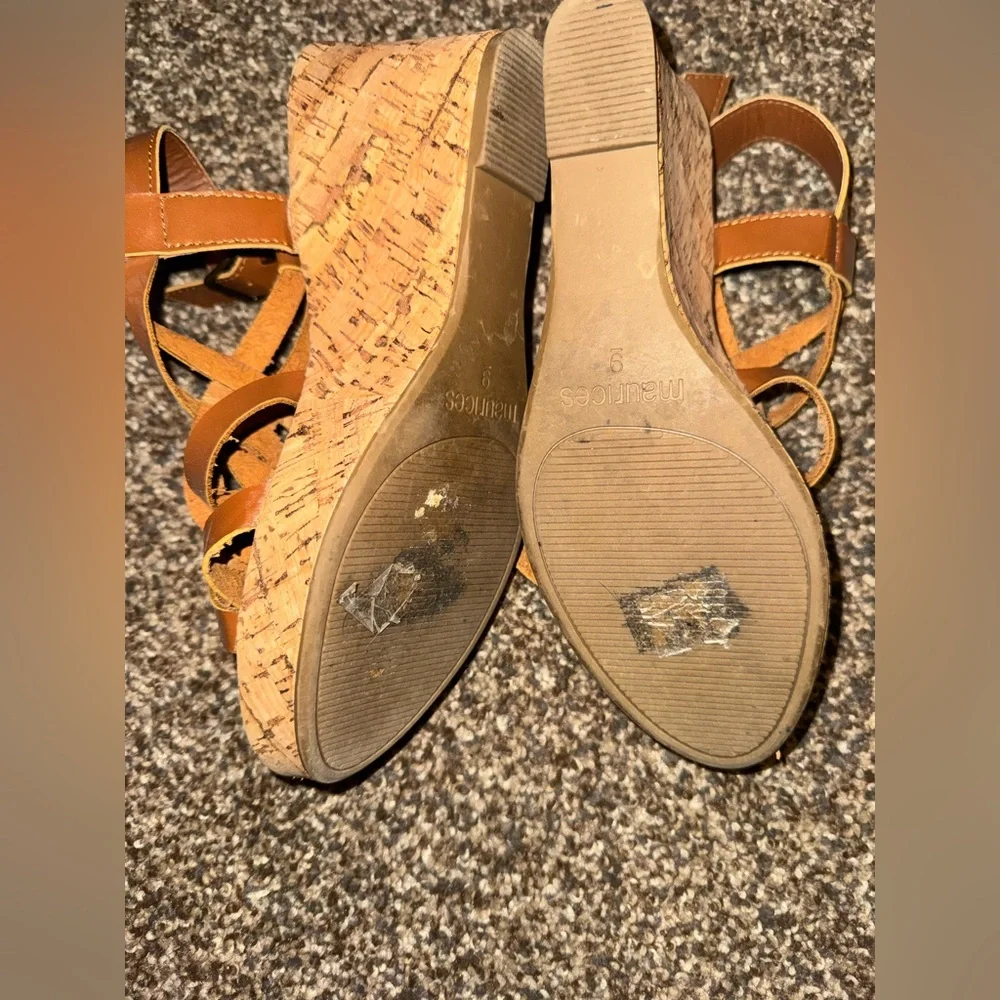 Maurices Brown Strappy Wedge Sandals